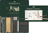 Faber-Castell 112977 - Pitt Monochrome Set en caja de metal, grandes, 33 partes , Modelos/colores Surtidos, 1 Unidad