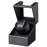 Gifort Caja de enrollador de Reloj automático, Caja de Reloj de Cuero Gifort Single Watch enrollador PU con Motor silencioso, Alimentado por batería o Adaptador de CA