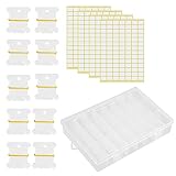 Mikihat Accesorios Punto de Cruz, Caja Bordar, Caja Organizadora de Hilo de Bordar con 100 Plástico Blanco Punto de Cruz Bobinas y 4 Adhesivas en Blanco para Bordar Coser Artesanal DIY