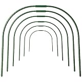 MSUIINT Aros de invernadero con estacas desmontables, aro de jardín de 6 piezas, marco de invernadero portátil para invernadero de jardín, aros de túnel para camas elevadas, cubierta de fila arcos