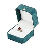 NuAngela Caja de regalo de anillo de piel sintética, estuche de exhibición de joyas para compromiso, propuesta, boda, ceremonia, caja portadora de anillos de viaje (Caja del anillo)