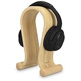 kalibri Soporte de Madera para Auriculares - Base Universal para Cascos Antideslizante - Sujeción Headset diseño en Madera de bambú