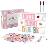 Caja de Luz A4 Rosa con 400 Letras, Divertidos Emojis y 2 Rotuladores | Ñ y Ç Incluidas| Cartel Luminoso LED Ideal para Decoración Hogar, Habitación, Oficina | Regalo Original para Niñas, Mujeres