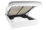 EuropeDirectShopping Luna Ottoman | Cama con almacenaje | somier 180x200 | Blanco | Cama con cajones | 900 Liter Espacio de Almacenamiento | Desmontable cabecera | canape 180x200