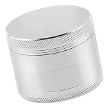 Molinillo De Hierbas, 5.5CM Aleación de Aluminio Portátil Spice Grinder con Coleccionista de Especias para Moler Pimienta, Hierbas y Otras Especias（Plata）