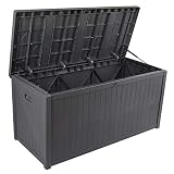XLLLL Arcon Exterior Impermeable Caseta Depuradora Piscina Banco LeñEro Casetas De Jardin Resina Baul Terraza Metalica Ofertas Warehouse Caja De Almacenamiento Al Aire Libre Ideal,Gray-460LWoodGrain