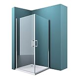 Mai & Mai Mampara de ducha de esquina con puerta de doble batiente 70x90x195cm vidrio de seguridad transparente con nano revestimiento y mecanismo de elevación y descenso R24K