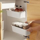 Baffect Organizadores de cesta de gabinete de cocina extraíble de 2 piezas,cajones de almacenamiento de plástico deslizables,cesta deslizante de organizador de gabinete debajo del fregadero (blanco)