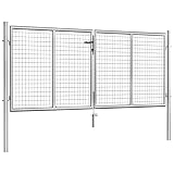 Ksodgun Puerta de jardín Puerta de Valla Patio de jardín Exterior Puerta de Entrada de Patio Puerta de Acero galvanizado, 306x150 cm, Plata