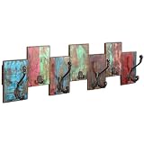 vidaXL Madera Maciza Reciclada Perchero de Pared 7 Ganchos Multicolor Percha