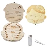 Caja para Guardar Dientes para Niños y Niñas, Acumulación de Dientes - Español, Regalo para Niños en Madera de Souvenir (Niña)