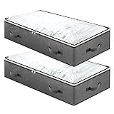 MuChoney Caja para debajo de la cama gris 2 piezas 100 x 50 x 15 cm 75 L bolsa de almacenamiento debajo de la cama con tejido actualizado para mantas ropa de cama organizador plegable y transpirable