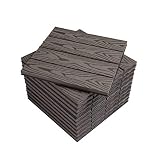WOLTU Suelo de WPC Set de 11 Baldosas de Madera Exterior para Porche Patios Jardin, 30 x 30 cm 1m² Suelo de Exterior Compuesta Azulejos para Terraza, Jardin Café