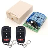 DieseRC Interruptor de control remoto DC 12V 4CH 433MHz RF Módulo receptor de relé de control de radio inalámbrico con 2 transmisores, para maletero de camión, motor, garaje, cerradura eléctrica