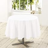 DOUCEUR D'INTERIEUR - 1720243, Mantel Redondo, 180 Cm, Essentiel, Poliéster Liso, Blanco