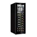 Klarstein Bellevin 62 - Nevera para vinos, Zona única de refrigeración, 173 litros de capacidad, Puerta panorámica, Cristal doble, Portacopas ChilledGlas, PureAmbience, Clase G, Negro