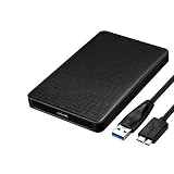 EasyULT Caja Externo para Disco Duro de 2.5' con Cable USB 3.0, Externo Carcasa para Disco Duro Soporte UASP SATA III HDD SSD de 2.5'-Negro