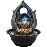 Fuente de Agua para Interior con luz led de Resina exótica de 21x21x26 cm, Estilo R