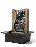 SEINHIJO Fuente de Agua Cascada Interior con Iluminación LED Feng Shui Zen Exterior Fuente Decorativa Mesa Oficina Salon Regalos Design 27cmH