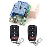 DieseRC Interruptor de control remoto inalámbrico universal, AC 220V 10A Receptor de relé RF de 4 canales con 2 transmisores para motor, puerta de garaje, luz, cortina eléctrica, bricolaje