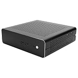 Caja de Aluminio para computadora HTPC, chasis G60S HTPC Fuente de alimentación DC-ATX de Aluminio Completo Caja de Placa Base Mini-ITX para computadora de Escritorio, Reproductor(USB2.0 Negro)
