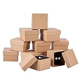 BENECREAT 24 Pack Cajas de Cartón Kraft para Anillo 5x5x3cm Pequeña Caja de Regalo para Cumpleaños Boda Festival Día de San Valentín
