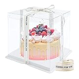 Caja de pastel transparente Cajas de regalo de plástico con tapas Caja de pastel de doble capa Cajas de presentación de plástico con base y cinta Caja de embalaje de panadería para postre 6 Inch