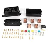 Piezas de repuesto EVGATSAUTO, caja de fusibles de 6 vías con relé 1PCS 12V 4P 40A y relés de carcasa transparente 5PCS 12V 5P 100A para barcos automóviles