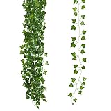 Blumtal Juego de 12 Guirnalda de Hiedra Artificial - Plantas Artificiales Decorativas, Incluye Bridas para una Variedad de Opciones de sujeción, duraderas y realistas, 227 x 14 cm
