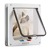Puerta para Gato con Cierre magnético de 4 vías, Puerta para Mascotas para Gatos y Perros pequeños, Puerta para Gatos con túnel L Blanco 18 x 19 x 5.5 cm