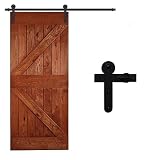 QINAIXQM 6FT Kit de accesorios para puerta de granero traslacional de servicio pesado, resistente y duradero, adecuado para una sola puerta de madera, negro antiguo(Forma Redondo)