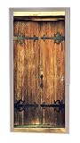 A.Monamour Pegatinas De Pared Grunge Puerta De Madera Tablones Verticales Estilo Retro Antiguo Arquitectura Vinilo Calcomanías De La Puerta Papel Tapiz Murales De Pared Adhesivos De La Puerta