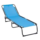 Outsunny Tumbona Plegable y Ajustable de 3 Posiciones Silla Reclinable de Jardín con Sistema de Cordones para Exterior Marco Acero 197x58x76 cm Azul Claro