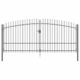 vidaXL Puerta Doble para Valla con Puntas de Lanza Barrera Cancela de Cerca Jardín Patio Granja Entrada Estable y Duradera 400x225 cm