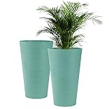 Maceteros Altos Interior. Macetero Grande Interior Maceta Alta Exterior y Terraza. 30 cm (2 uds) Maceteros Decorativos de Plastico Jardinera Alta Maceteros Largos y Estrechos