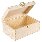 Creative DECO Pequeña Caja Madera para Decorar | 21.4 x 13.8 x 10 cm | con Tapa y Cerradura | para Decoracion Decoupage Almacenaje Objetos de Valor Juguetes Herramientas