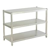 Estantería de cocina con 3 estantes, 80 x 80 x 40 cm, de acero inoxidable, para uso en hostelería, microondas, acero inoxidable