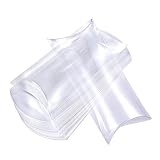BENECREAT 30 Pack Caja Transparente de Plástico PVC Cajita Plegable de Regalo en Forma de Almohada Almacenemiento de Caramelo para Navidad Boda Fiesta Cumpleaños