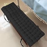 Cojines de columpio de 51 pulgadas, cojines de asiento de banco de jardín impermeables para interior/exterior Cojines de banco con 1 almohada de tiro, para banco de exterior/interior (Black 50x130cm)