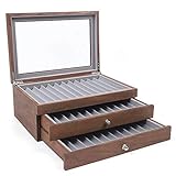 34 ranuras para pluma estilográfica, vitrina, caja de almacenamiento, organizador de regalo, color nogal