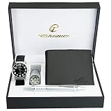 Caja de Regalo Reloj Hombre Negro - Lámpara LED - Billetera - Bolígrafo