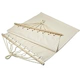 FUN FAN LINE Hamaca Colgante para jardín Exterior de Tela con travesaños de Madera y Soporte. Estilo Cama Ideal para niños y Adultos. Presentado en una Bolsa de Lona.