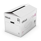 Oblait Box Pack 10 Cajas de Cartón 50 x 30 x 30 cm Blancas con Asas Talla L 45 Litros. Ultraresistenes. Fabricadas para Mudanza, Almacenaje y Transporte.