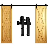 CCJH 304CM/10FT Herraje Para Puerta Corredera Kit de granero Accesorio de armario con rodillo de riel para puerta doble