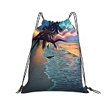 NA Mochila de la hamaca del atardecer de la playa de coco, adecuada para mochilas deportivas para niños y niñas.