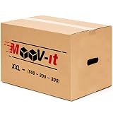Pack de 20 cajas de cartón para mudanza,50x30x30cm, Cartón reforzado y resistente. Cajas de embalaje para envíos con asas.Para almacenaje y Embalaje.Reutilizables. (20Ud. (50x30x30cm))