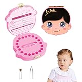 Caja de dientes de leche,Caja para Guardar Dientes, Caja de Almacenamiento de Dientes, Caja de dientes con dos diseños para niñas y niños, Caja de regalo para dientes de leche (Rosa)