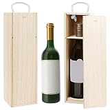 BELLE VOUS Caja Madera para Vino (Pack de 2) 34,4 x 9,5 x 9,5 cm Caja Vino/Champan Individual con Asa – Set de Cajas para Botellas Regalo para Fiesta de Cumpleaños, Bodas, Casa Nueva