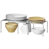 mDesign Estantería metálica extensible – Crea más espacio – Práctica estantería cocina para ampliar superficie de apoyo de platos y vajilla – Baldas cocina en metal