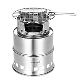 TOM SHOO Estufa de Leña Camping, Hornillo Alcohol Portátil para Madera o Alcohol Camping Senderismo BBQ Picnic